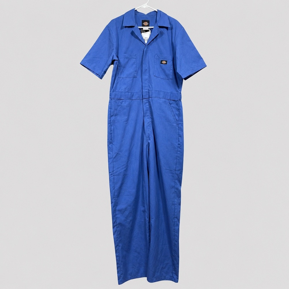 Dickies Mens Blue Short Sleeve Coverall Work Jumpsuit Stain Release New
